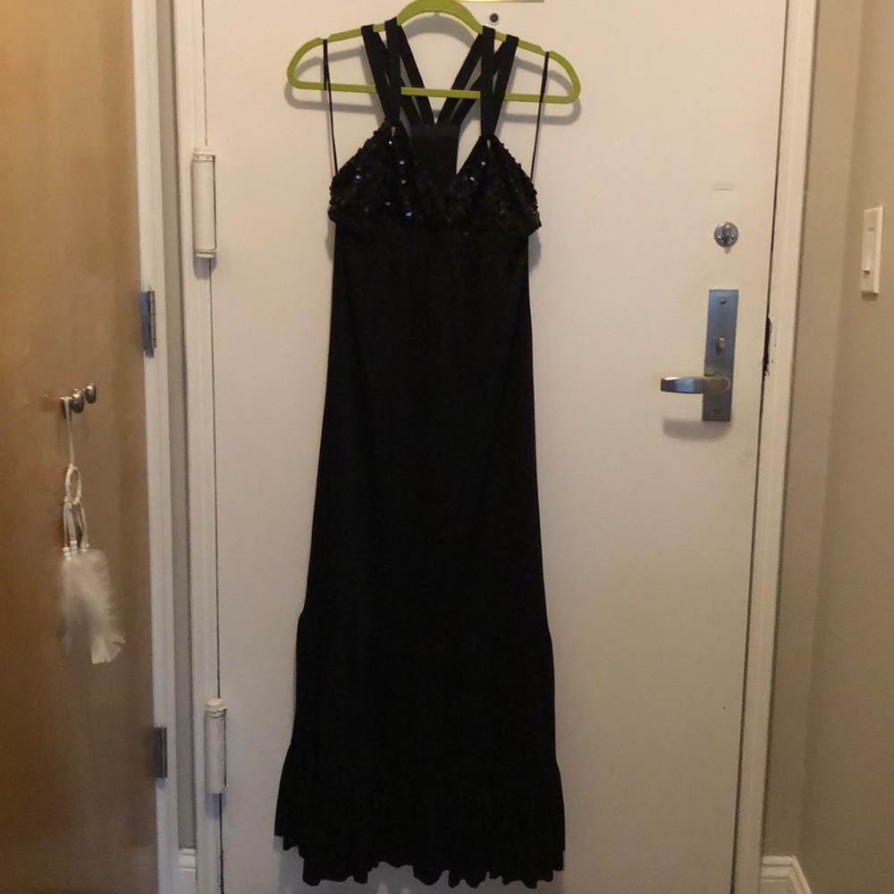 Black sequined maxi dress, size M